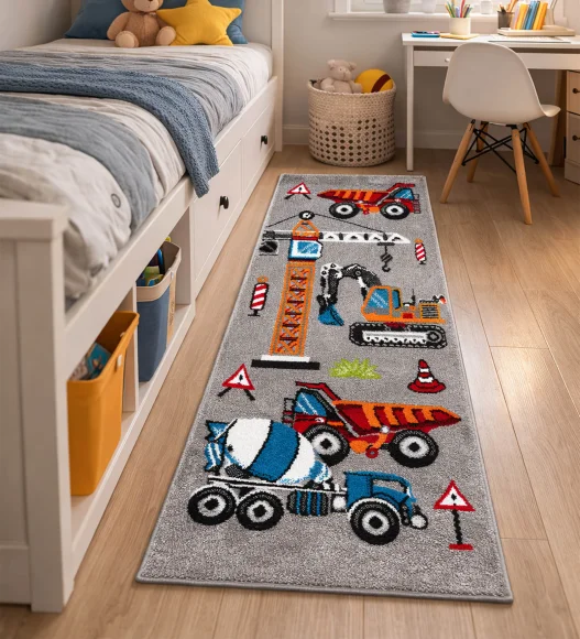 Polypropylene Kids Runner with Jute Backing | Grey | (W)60 x (L)150