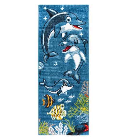 Polypropylene Kids Runner with Jute Backing | Blue | (W)60 x (L)150