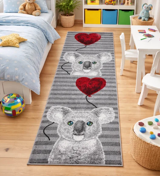 Polypropylene Kids Runner with Jute Backing | Grey | (W)60 x (L)150