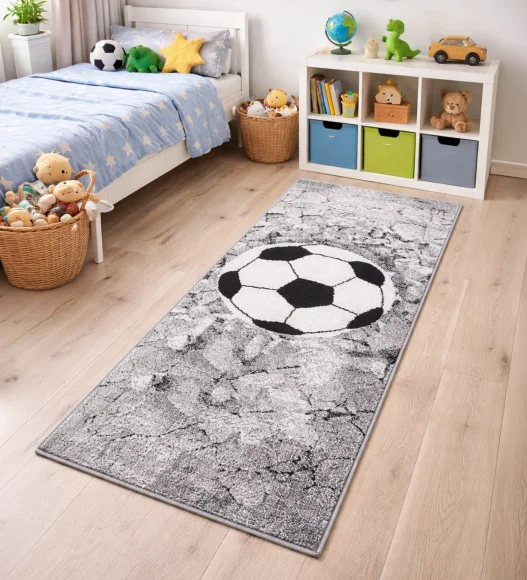 Polypropylene Kids Runner with Jute Backing | Grey | (W)60 x (L)150