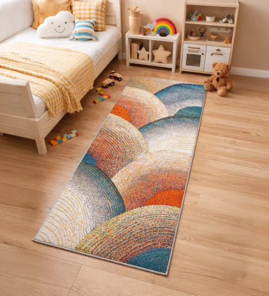 Polypropylene Kids Runner with Jute Backing | Multi | (W)60 x (L)150