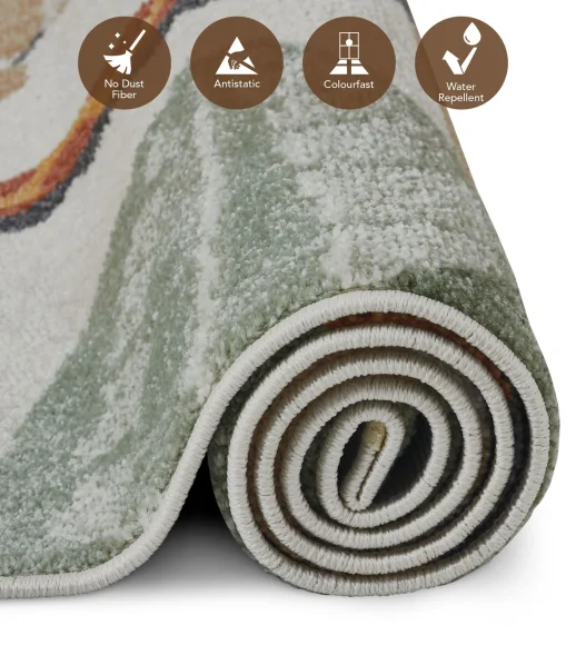 Polypropylene Kids Area Carpet with Jute Backing | Brown & Green | (W)120 x (L)170