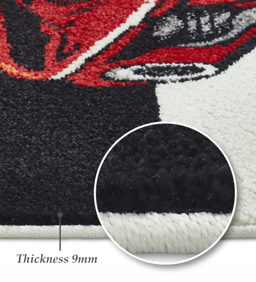 Polypropylene Kids Area Carpet with Jute Backing | Black & Red | (W)120 x (L)170