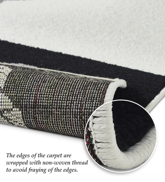 Polypropylene Kids Area Carpet with Jute Backing | Black & Red | (W)120 x (L)170