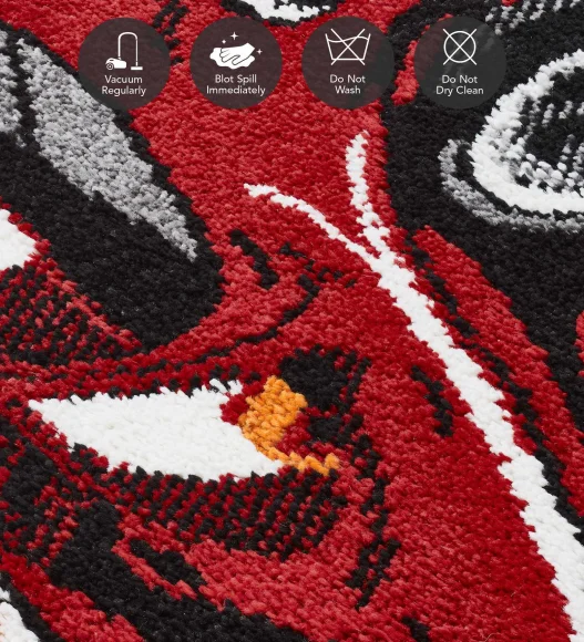 Polypropylene Kids Area Carpet with Jute Backing | Black & Red | (W)120 x (L)170