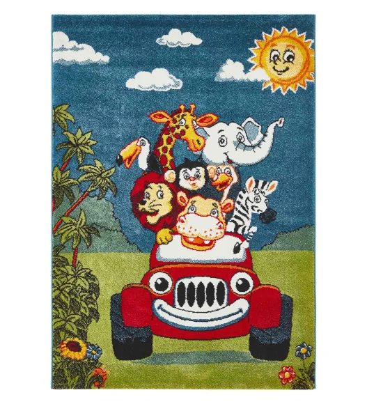 Polypropylene Kids Area Carpet with Jute Backing | Multi | (W)120 x (L)170