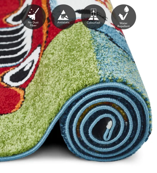 Polypropylene Kids Area Carpet with Jute Backing | Multi | (W)120 x (L)170