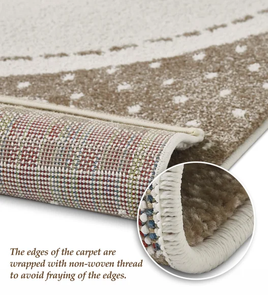 Polypropylene Kids Area Carpet with Jute Backing | Beige | (W)120 x (L)170
