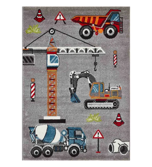 Polypropylene Kids Area Carpet with Jute Backing | Grey | (W)120 x (L)170