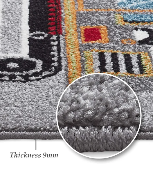 Polypropylene Kids Area Carpet with Jute Backing | Grey | (W)120 x (L)170