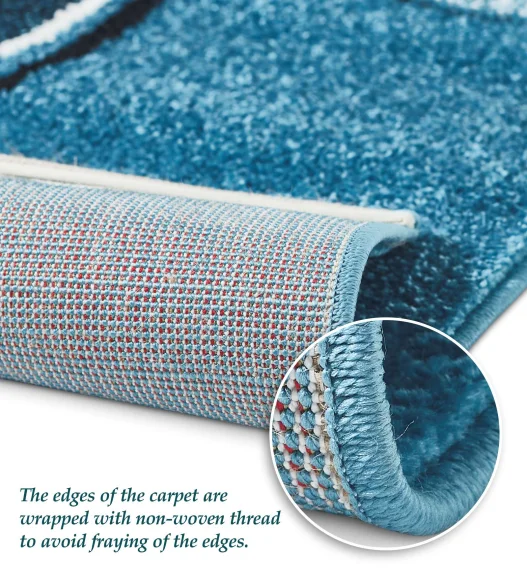 Polypropylene Kids Area Carpet with Jute Backing | Blue | (W)120 x (L)170