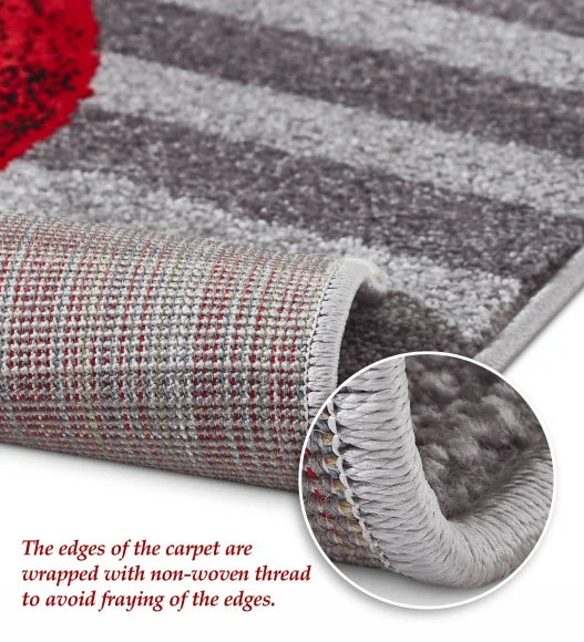 Polypropylene Kids Area Carpet with Jute Backing | Grey | (W)120 x (L)170