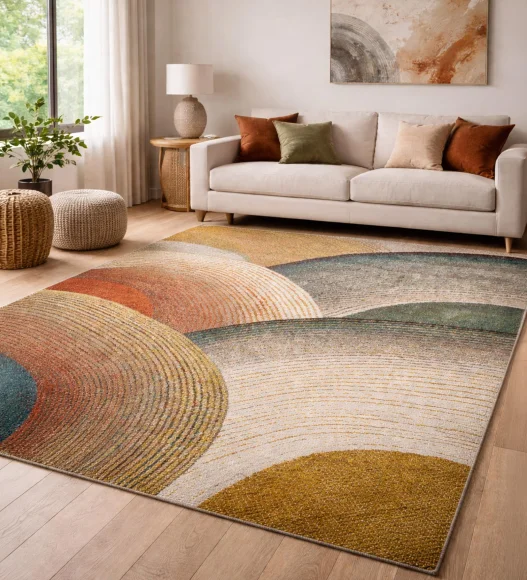 Polypropylene Kids Area Carpet with Jute Backing | Multi | (W)120 x (L)170