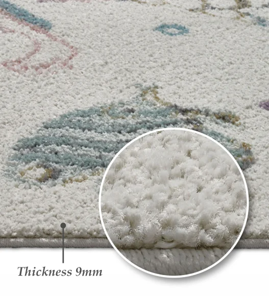 Polypropylene Kids Area Carpet with Jute Backing | Cream | (W)120 x (L)170