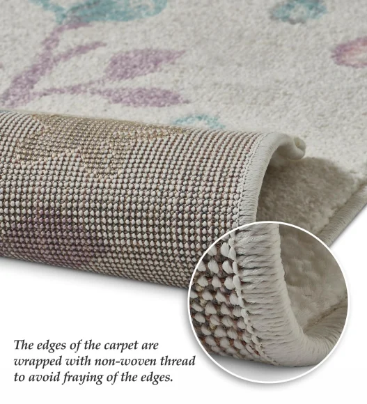 Polypropylene Kids Area Carpet with Jute Backing | Cream | (W)120 x (L)170