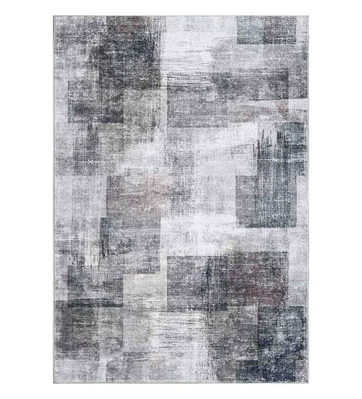  Polyester Carpet with Abstract Pattern and Cotton Backing, 120x170 cm, Grey