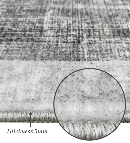  Polyester Carpet with Abstract Pattern and Cotton Backing, 120x170 cm, Grey