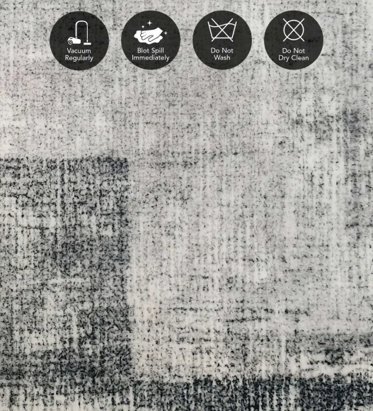  Polyester Carpet with Abstract Pattern and Cotton Backing, 120x170 cm, Grey
