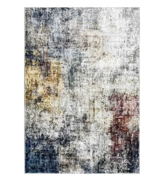  Polyester Carpet with Abstract Pattern and Cotton Backing, 160x230 cm, Cream & Blue