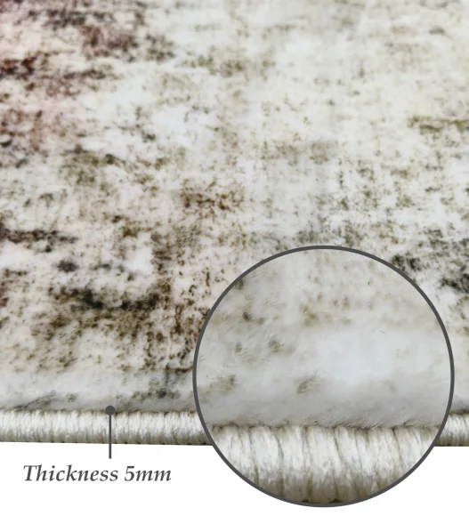  Polyester Carpet with Abstract Pattern and Cotton Backing, 160x230 cm, Cream & Blue