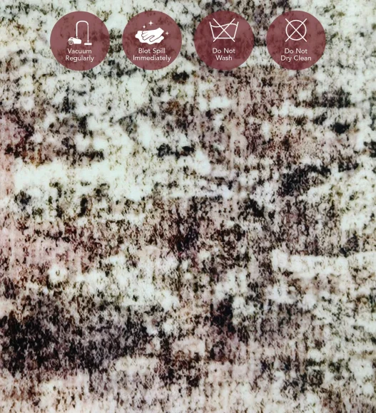  Polyester Carpet with Abstract Pattern and Cotton Backing, 160x230 cm, Cream & Blue