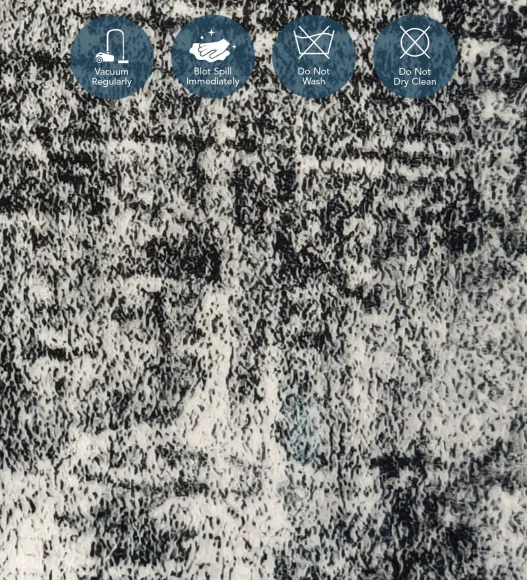 Polyester Carpet with Abstract Pattern and Cotton Backing, 200x290 cm, Blue & Cream