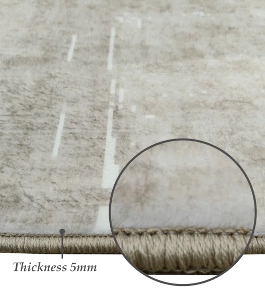  Polyester Carpet with Abstract Pattern and Cotton Backing, 200x290 cm, Beige & Cream