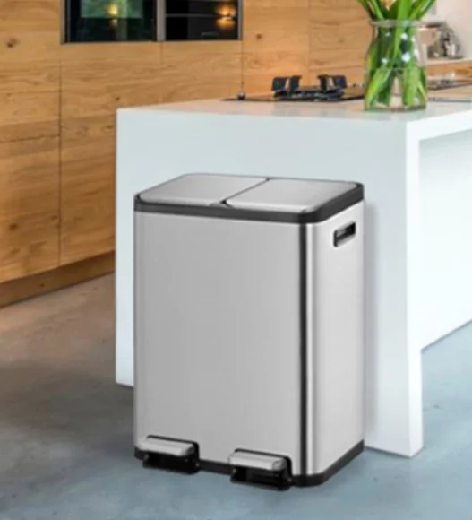 EKO 9129 Eco Casa II Double Liner Recycling Step Bin Metallic