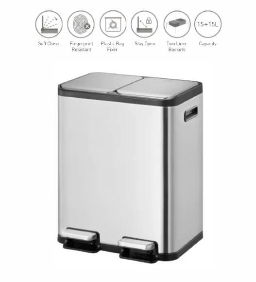 EKO 9129 Eco Casa II Double Liner Recycling Step Bin Metallic