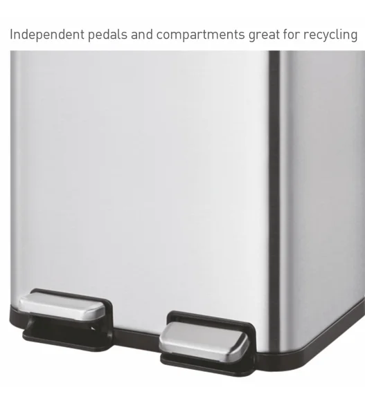 EKO 9129 Eco Casa II Double Liner Recycling Step Bin Metallic