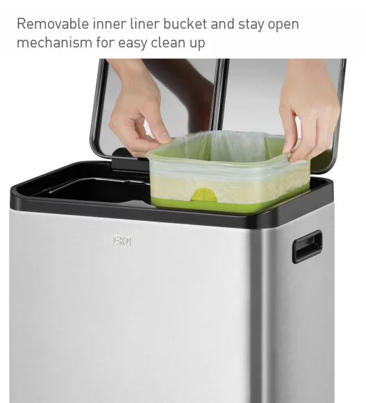 EKO 9129 Eco Casa II Double Liner Recycling Step Bin Metallic