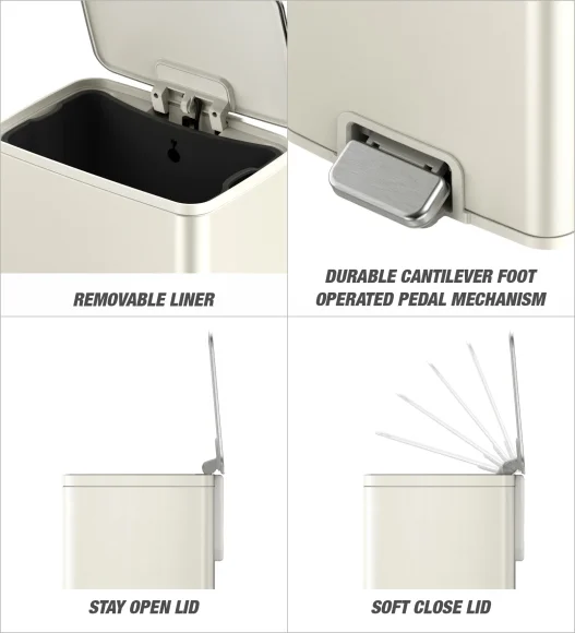 Eko 9161 Marina Fingerprint resistant Step Bin Vannila
