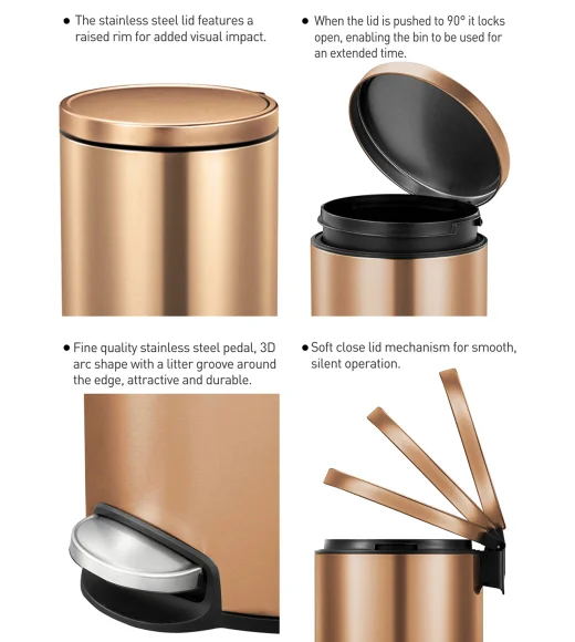 Eko 9115 Artistic Soft Close Fingerprint Resistant Step Bin Bronze Copper