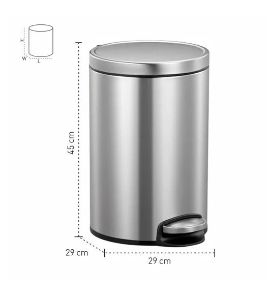  Artistic 20L Stainless Steel Pedal Bin with Removable Inner Bucket, Metallic