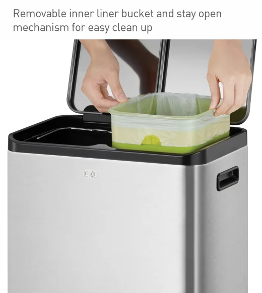 Eko 9129 Eco Casa II Fingerprint Resistant Step Bin Metallic