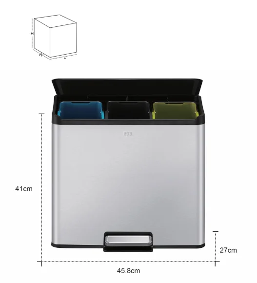 Eko 8228 Essential Triple Liner Recycling Step Bin Metallic