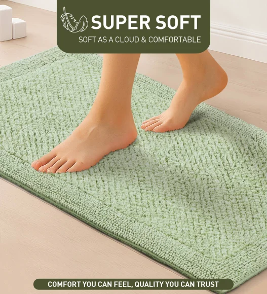 Sage Reversible Cotton Bathmat, Soft and Ultra Absorbent