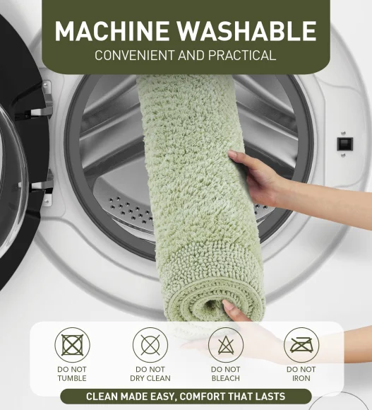 Sage Reversible Cotton Bathmat, Soft and Ultra Absorbent