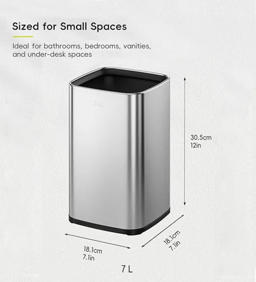 Fingerprint Resistant Rectangular Open Bin Metallic, 7 Ltr