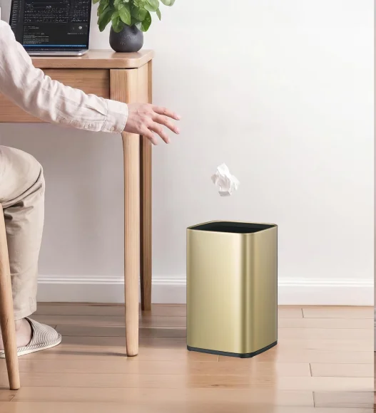 Fingerprint Resistant Rectangular Open Bin Champagne Gold, 7 Ltr