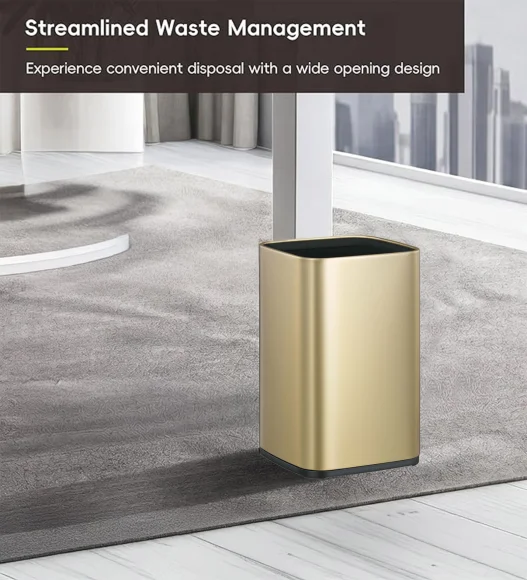 Fingerprint Resistant Rectangular Open Bin Champagne Gold, 7 Ltr