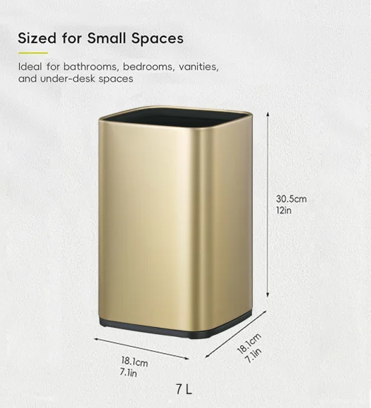 Fingerprint Resistant Rectangular Open Bin Champagne Gold, 7 Ltr