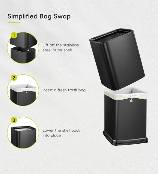 Fingerprint Resistant Rectangular Open Bin Black, 7 Ltr