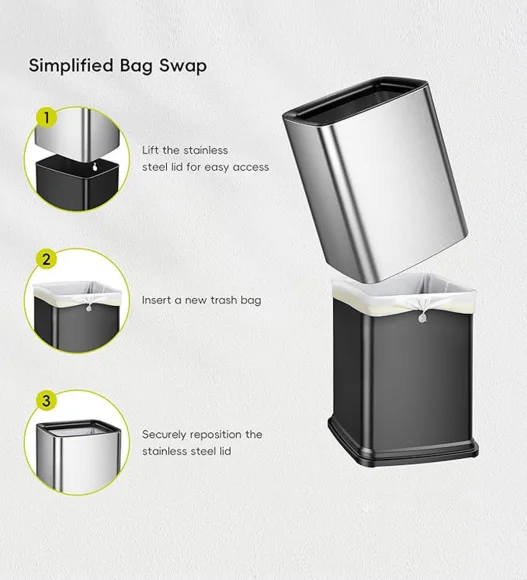 Fingerprint Resistant Rectangular Open Bin Metallic, 10 Ltr