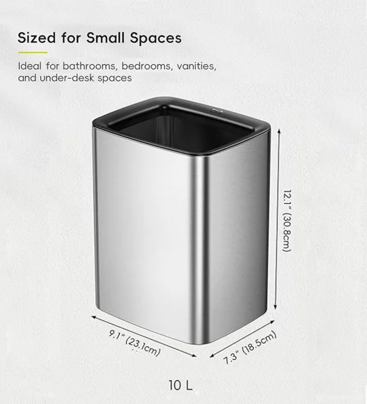 Fingerprint Resistant Rectangular Open Bin Metallic, 10 Ltr