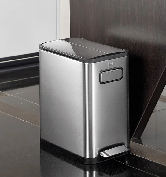  Eco Fly 45L Stainless Steel Pedal Bin with Removable Inner Bucket, Metallic
