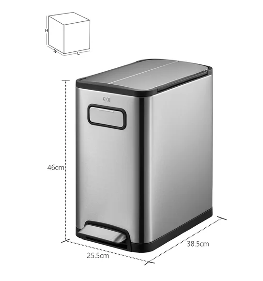  Eco Fly 45L Stainless Steel Pedal Bin with Removable Inner Bucket, Metallic