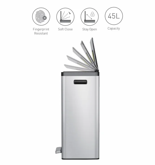 Eko 9138 Eco Casa II Fingerprint Resistant Step Bin Metallic