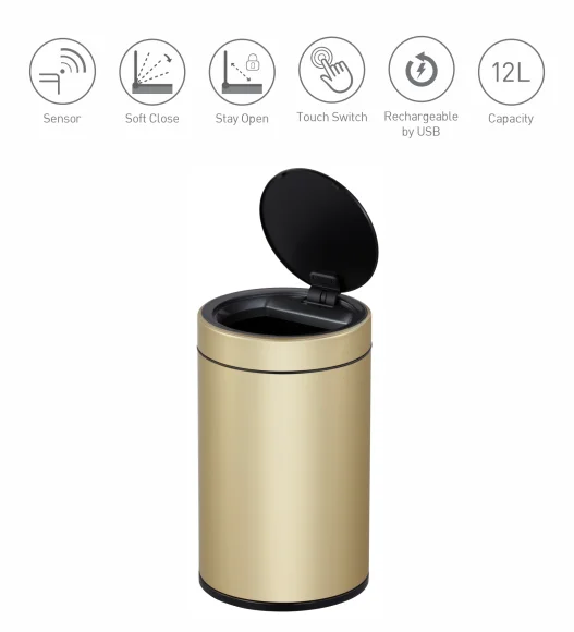 Eko 9286R DOCOMO Smart Sensor Sensor Bin Champagne Gold