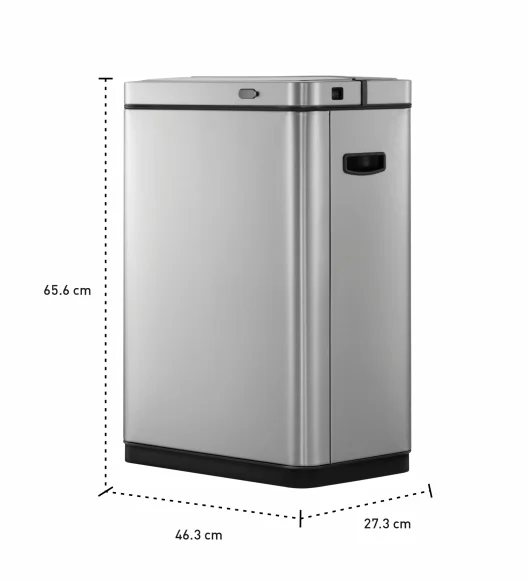 X Wing 45L Stainless Steel Sensor Bin with Removable Inner Bucket, Metallic